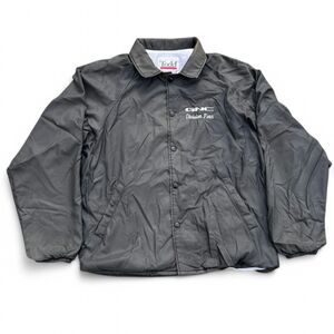 GNC Black Button-Up Windbreaker Todd VTG 90s Men's M Embroidered Logo Nylon